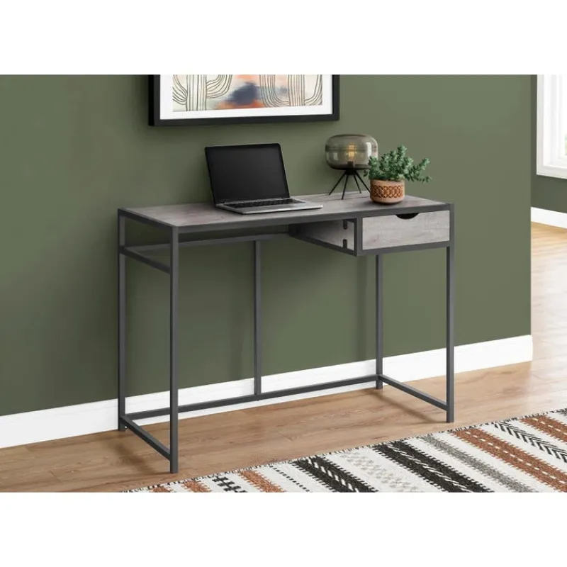 Monarch Computer desk - 1 storage drawer / metal frame - 42"l - wood-look / dark -