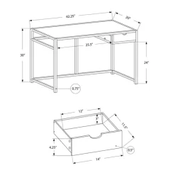 Monarch Computer desk - 1 storage drawer / metal frame - 42"l - marble-look / b -