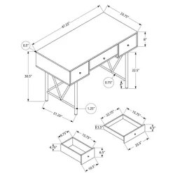 Monarch Computer desk - 3 storage drawer / metal legs v-shape design - 42