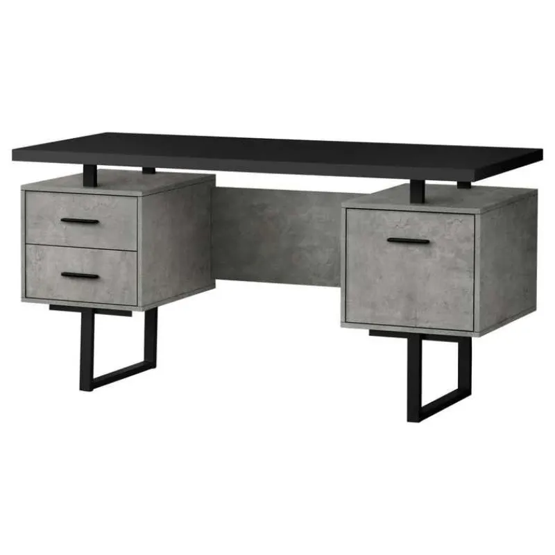 Monarch Computer desk - 3 storage drawers / reversible / floating desktop - 60"l - bl -