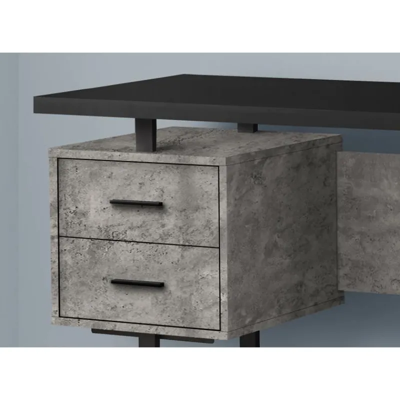 Monarch Computer desk - 3 storage drawers / reversible / floating desktop - 60"l - bl -
