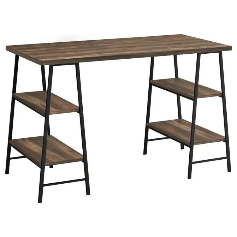 Monarch Computer desk - 3 tiers / 4 open shelves / sawhorse style - 48"l - recl -