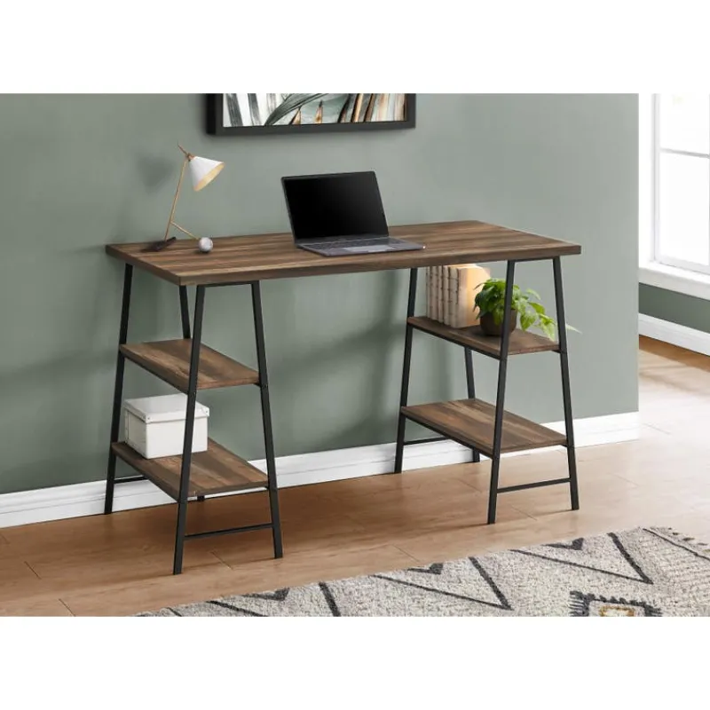 Monarch Computer desk - 3 tiers / 4 open shelves / sawhorse style - 48"l - recl -