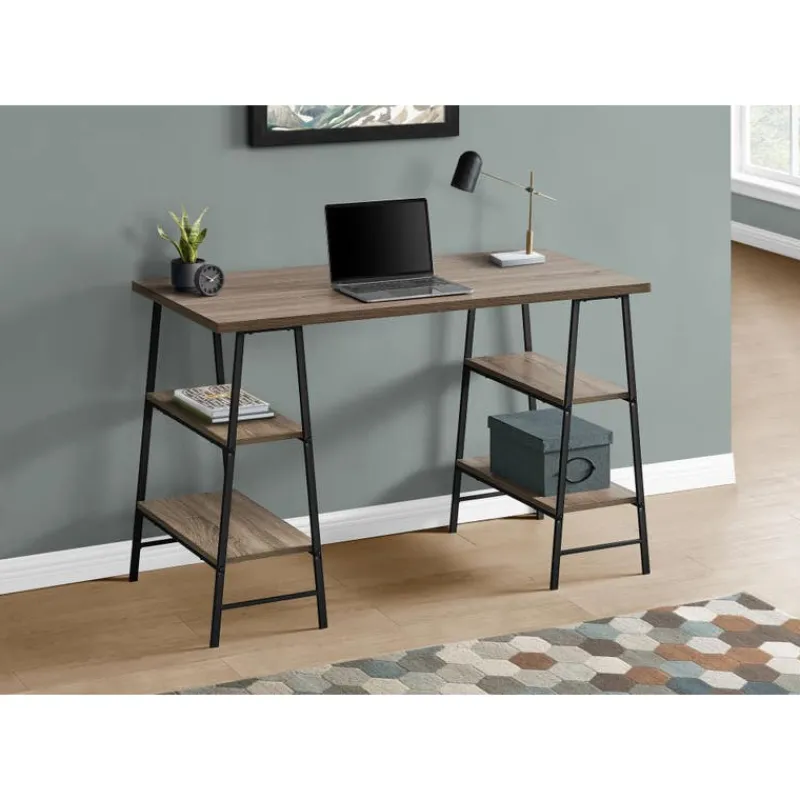 Monarch Computer desk - 3 tiers / 4 open shelves / sawhorse style - 48"l -