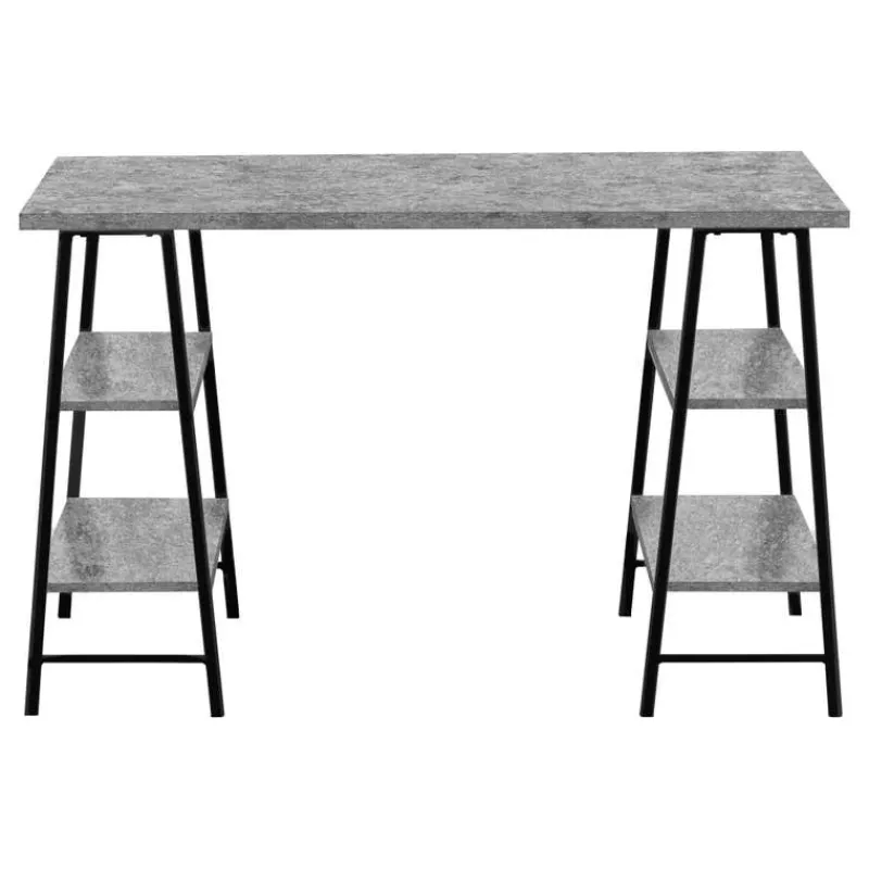 Monarch Computer desk - 3 tiers / 4 open shelves / sawhorse style - 48"l - stone -