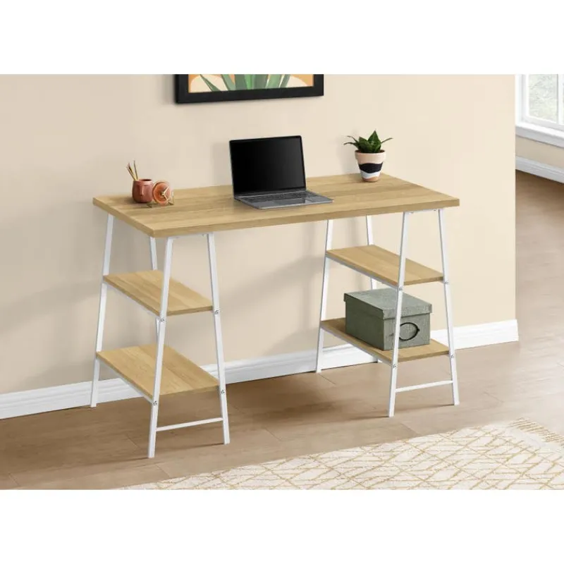 Monarch Computer desk - 3 tiers / 4 open shelves / sawhorse style - 48"l - wo -