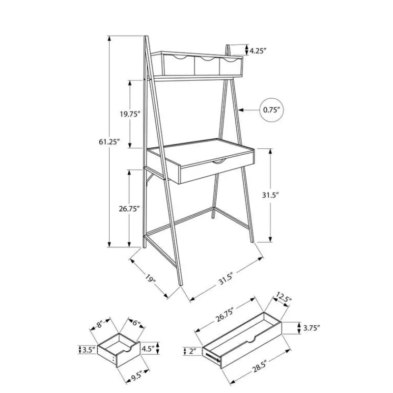 Monarch Computer desk - 2 tiers / 4 storage drawers / ladder style - 32"l - / b -