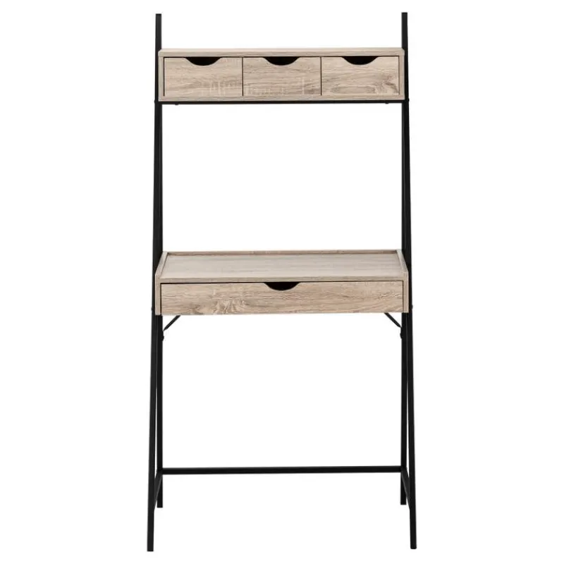 Monarch Computer desk - 2 tiers / 4 storage drawers / ladder style - 32"l - dark taup -