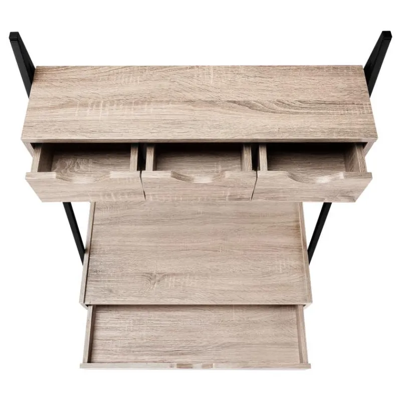 Monarch Computer desk - 2 tiers / 4 storage drawers / ladder style - 32"l - dark taup -
