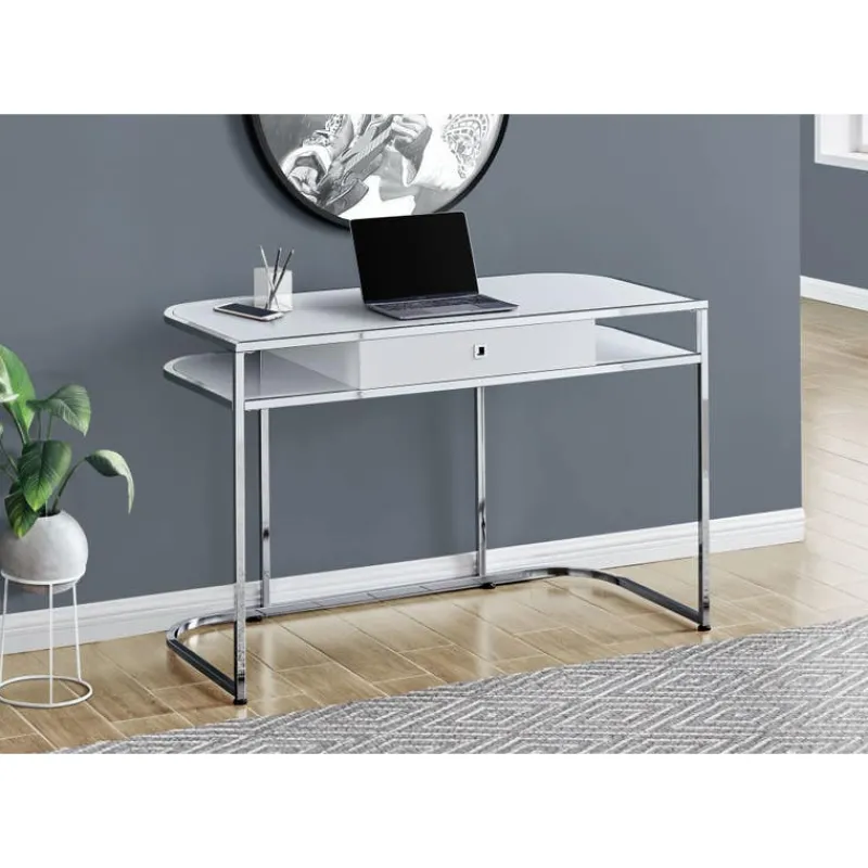 Monarch Computer desk - 2 tiers / 1 storage drawer / 2 open shelves / contemporary st -