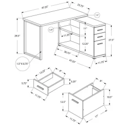 Monarch Computer desk - / grey top left/right facing corner -