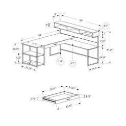 Monarch Computer desk - dark / black metal corner -
