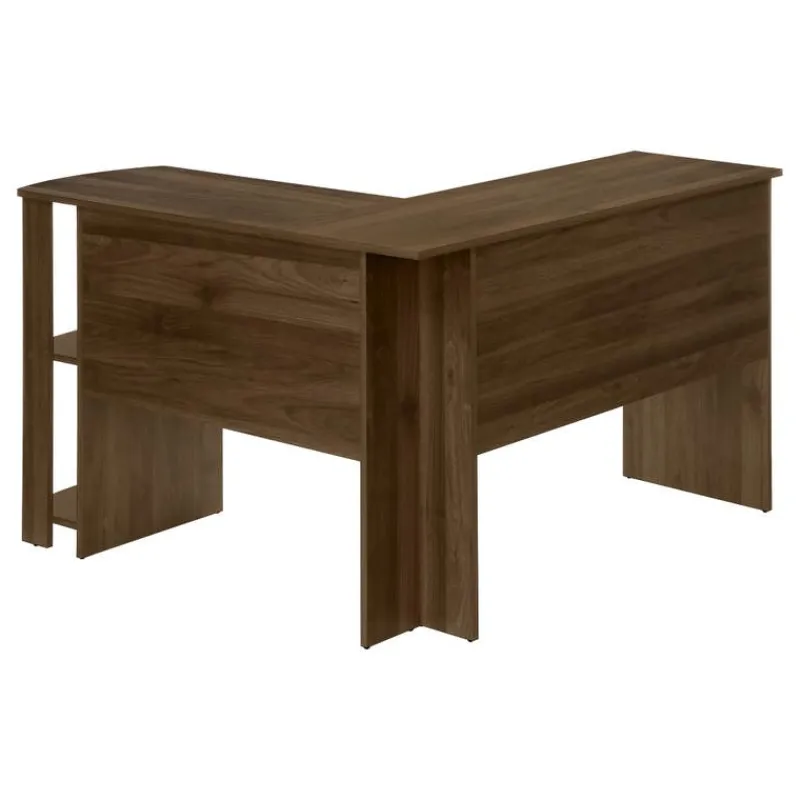 Monarch Computer desk - dark l-shaped corner / 2 shelves -