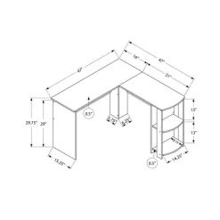 Monarch Computer desk - dark l-shaped corner / 2 shelves -