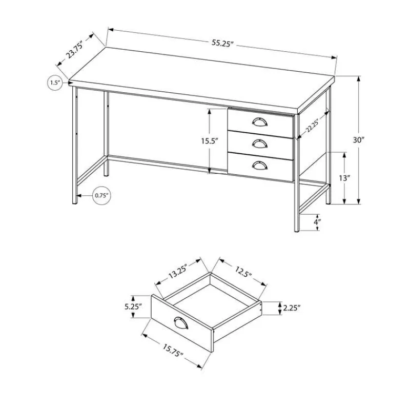 Monarch Computer desk - 55"l / reclaimed wood / metal -