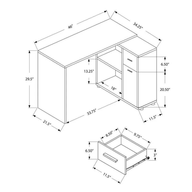 Monarch Computer desk - 46"l / brown / storage cabinet -