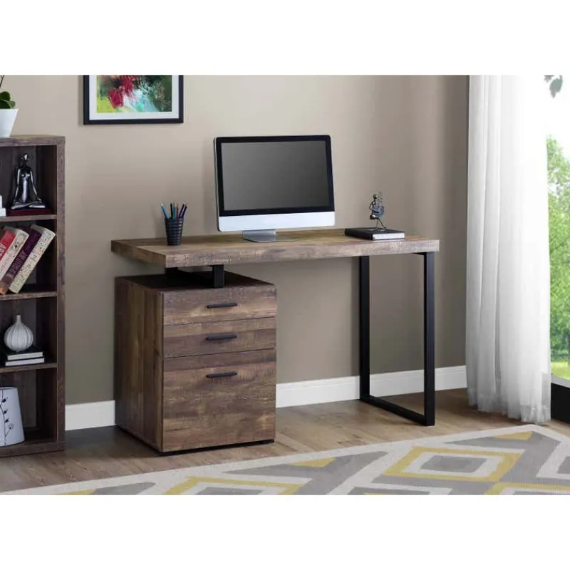 Monarch Computer desk - 48"l / reclaimed wood / black metal -