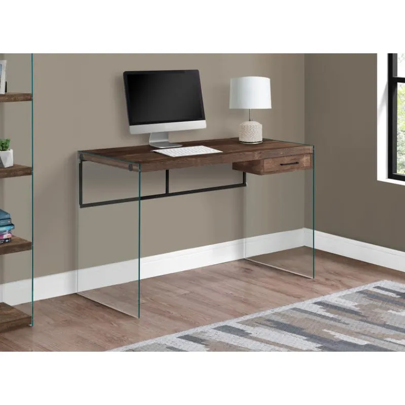 Monarch Computer desk - 48"l / reclaimed wood/ glass panels -
