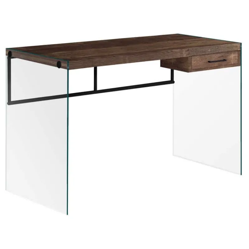Monarch Computer desk - 48"l / reclaimed wood/ glass panels -