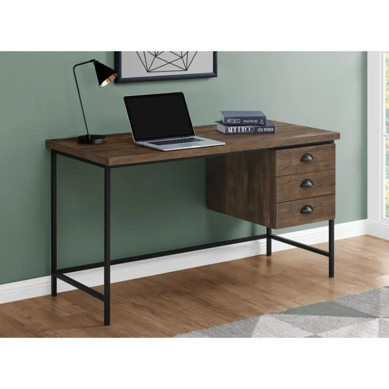 Monarch Computer desk - 55"l / reclaimed wood / black metal -