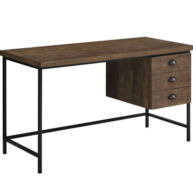 Monarch Computer desk - 55"l / reclaimed wood / black metal -