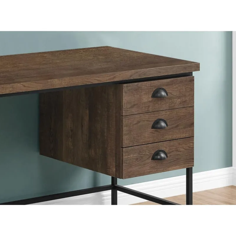 Monarch Computer desk - 55"l / reclaimed wood / black metal -