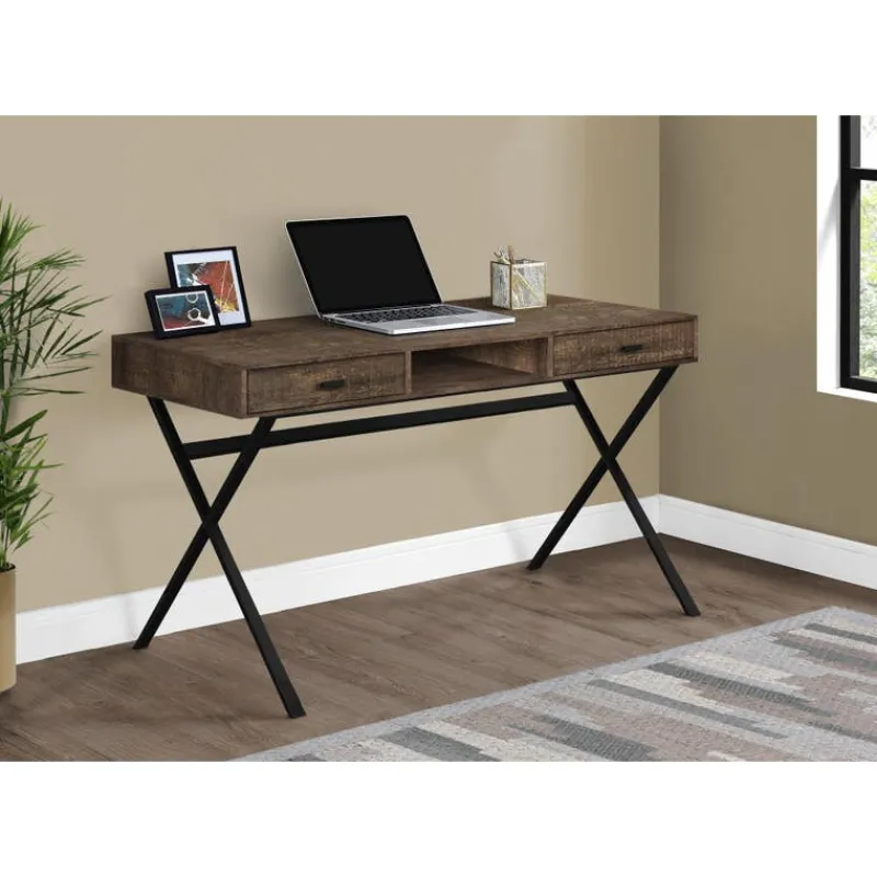 Monarch Computer desk - 48"l / reclaimed wood / black metal -