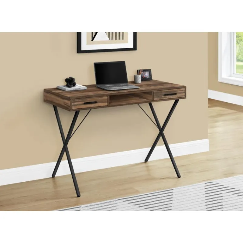 Monarch Computer desk - 42"l / reclaimed wood / black metal -
