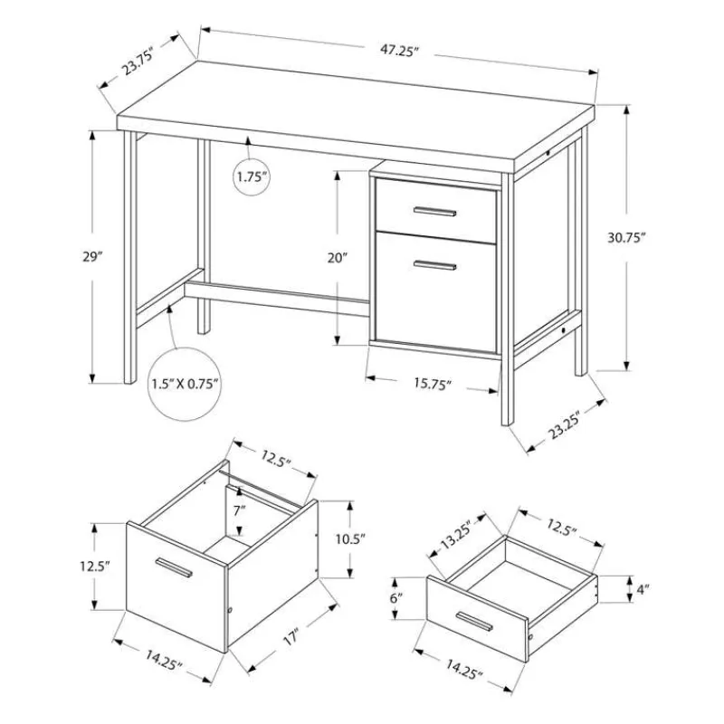 Monarch Computer desk - 48"l / / silver metal -