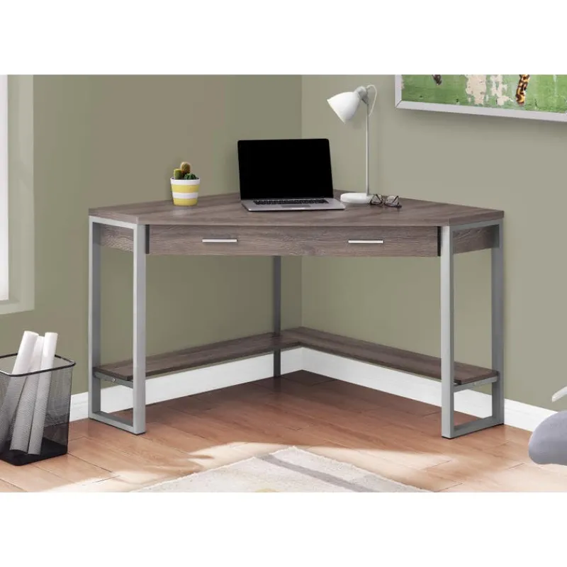 Monarch Computer desk - 42"l / corner / silver metal -