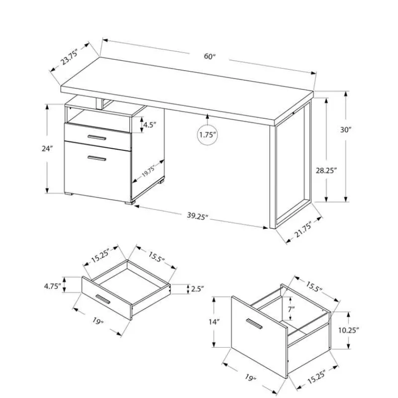 Monarch Computer desk - 60"l / / silver metal -