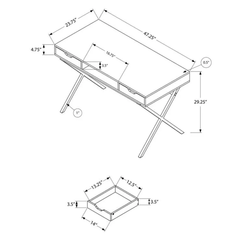 Monarch Computer desk - 48"l / / gold metal -