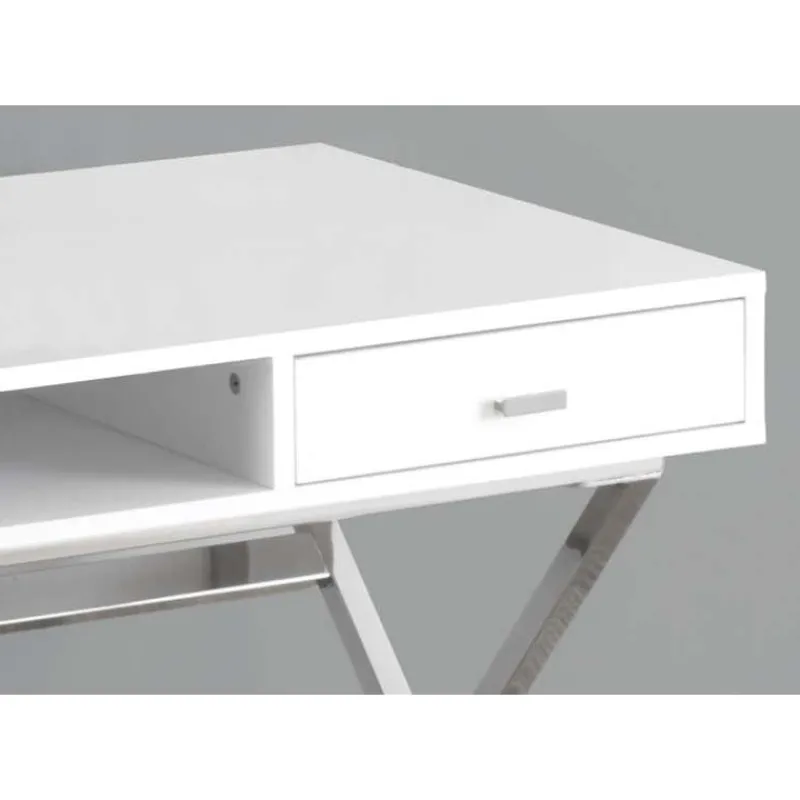 Monarch Computer desk - 48"l / glossy / chrome metal -