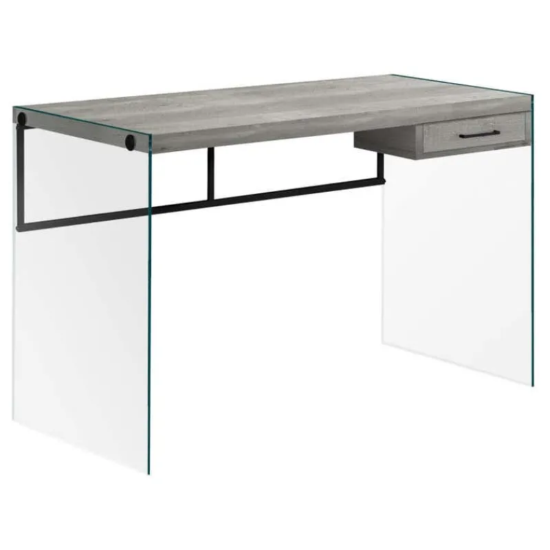 Monarch Computer desk - 48"l / reclaimed wood / glass panels -