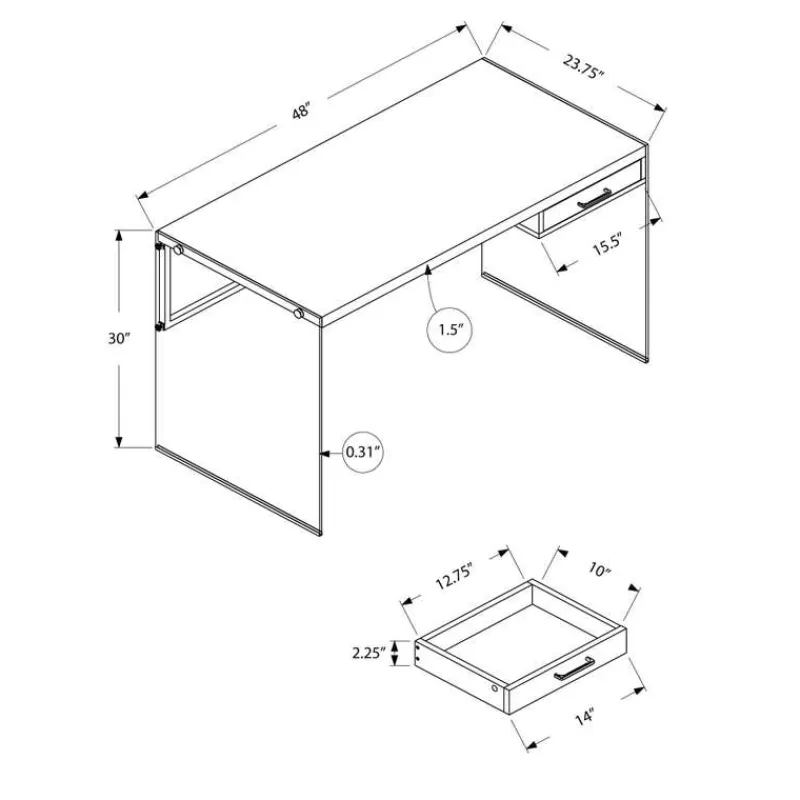 Monarch Computer desk - 48"l / reclaimed wood / glass panels -