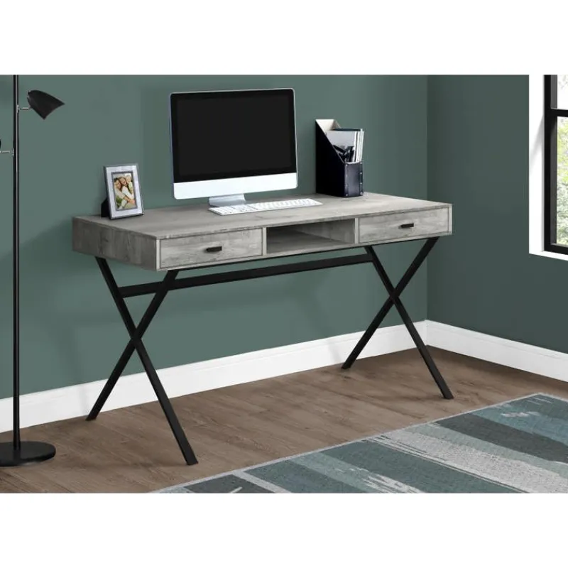 Monarch Computer desk - 48"l / reclaimed wood / black metal -