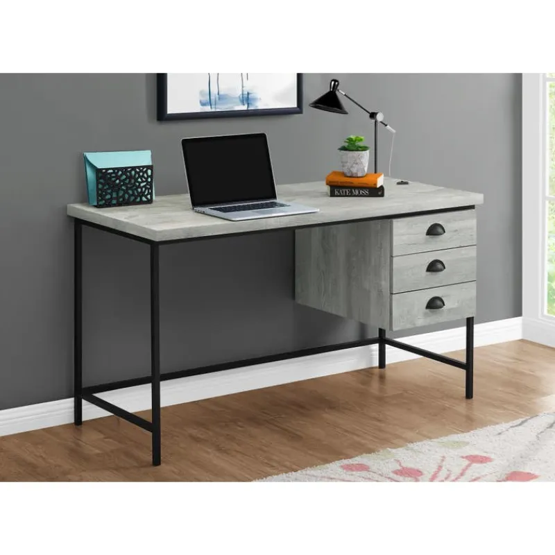 Monarch Computer desk - 55"l / reclaimed wood / black metal -