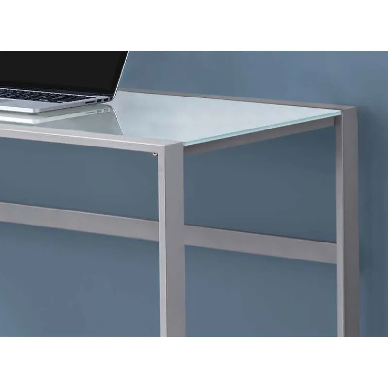 Monarch Computer desk - 48"l / metal/ white tempered glass -