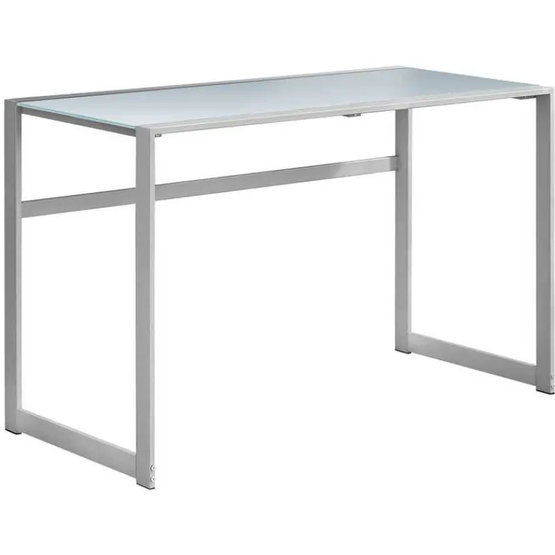 Monarch Computer desk - 48"l / metal/ white tempered glass -