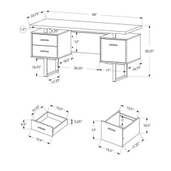 Monarch Computer desk - 60"l / reclaimed wood / black metal -