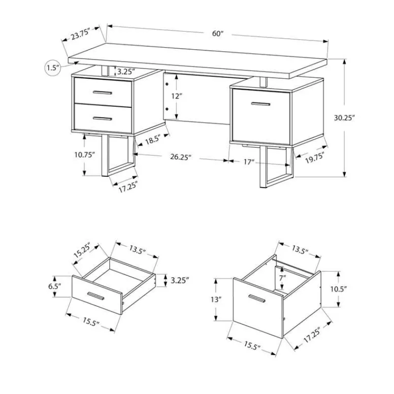 Monarch Computer desk - 60"l / reclaimed wood / black metal -