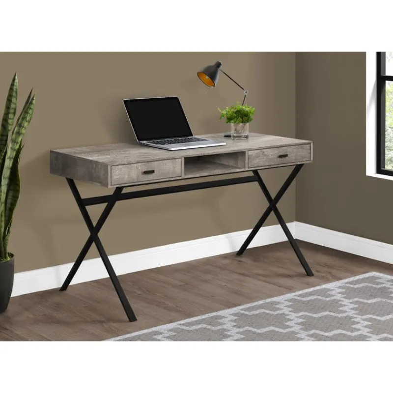 Monarch Computer desk - 48"l / reclaimed wood / black metal -