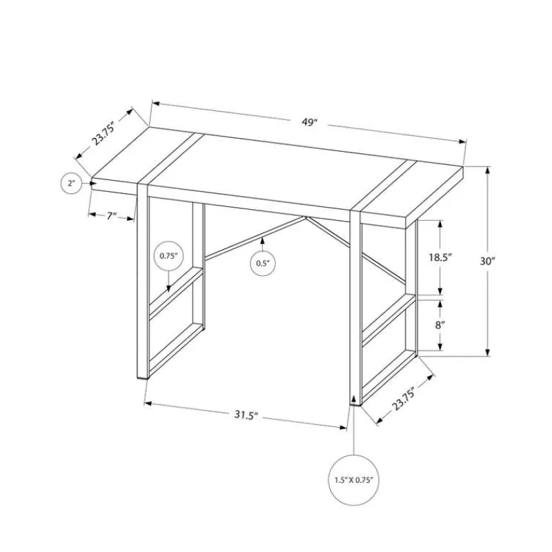 Monarch Computer desk - 48"l / / black metal -