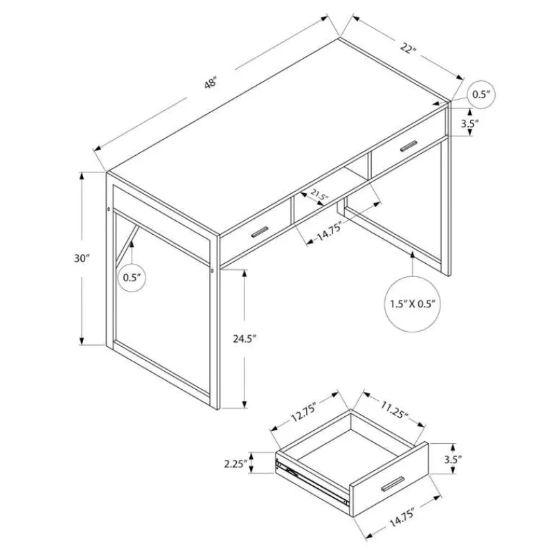 Monarch Computer desk - 48"l / / silver metal -