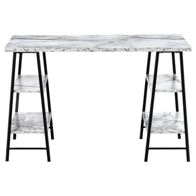 Monarch Computer desk - 48"l / marble-look / black metal -