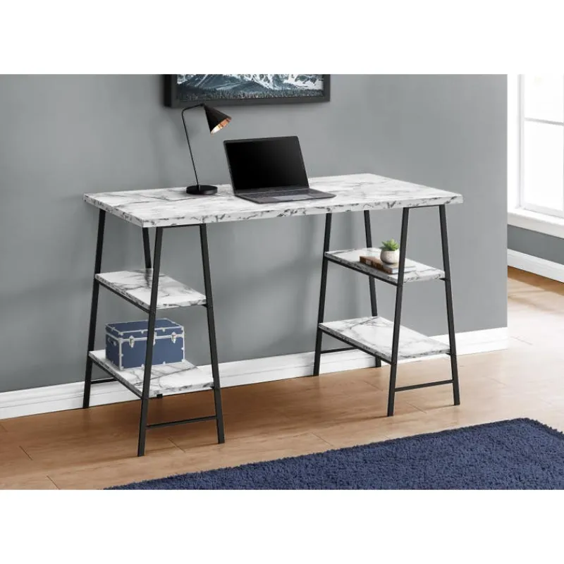 Monarch Computer desk - 48"l / marble-look / black metal -