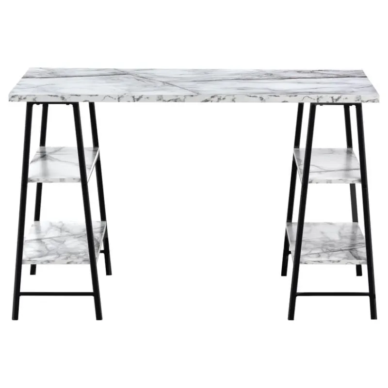 Monarch Computer desk - 48"l / marble-look / black metal -