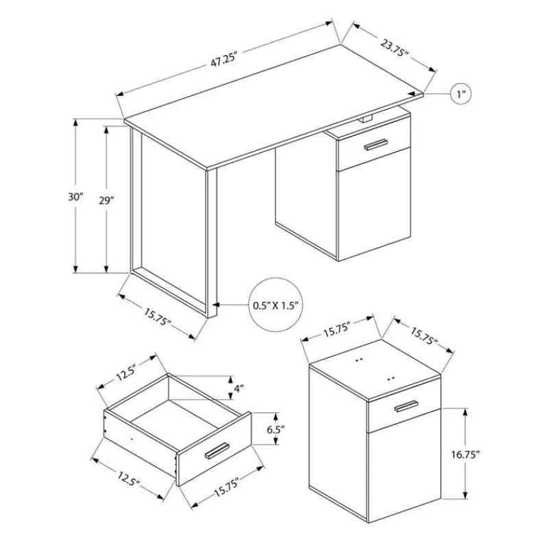 Monarch Computer desk - 48"l / marble left or right facing -