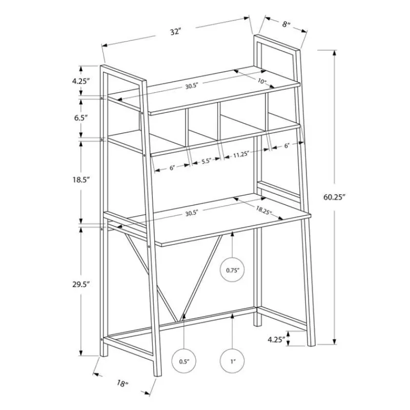 Monarch Computer desk - 32"l / top / metal -