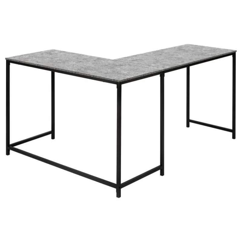Monarch Computer desk - 58"l/ stone-look/ black metal corner -